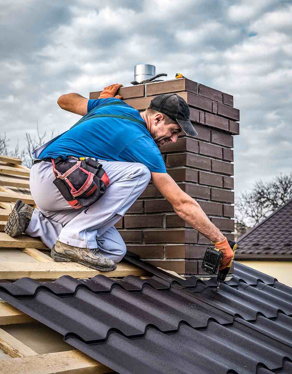 a man installing Roof