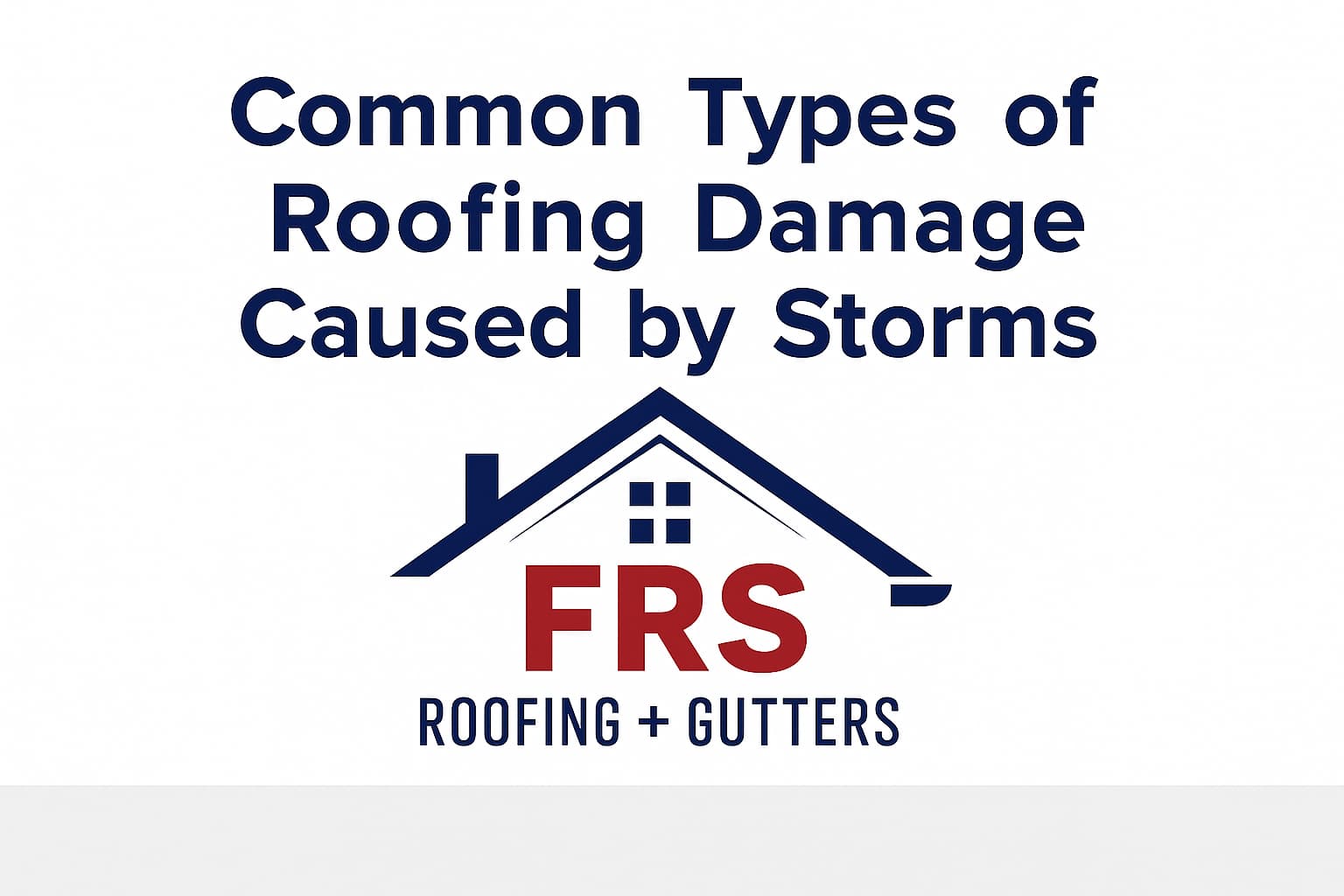 Various types of roofing damage caused by storms, including missing shingles, cracks, water stains, and dented areas