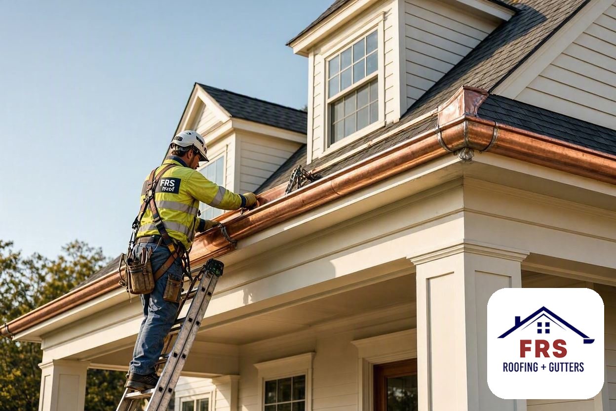 Copper Gutters by FRS Roofing in Greater Massachusetts