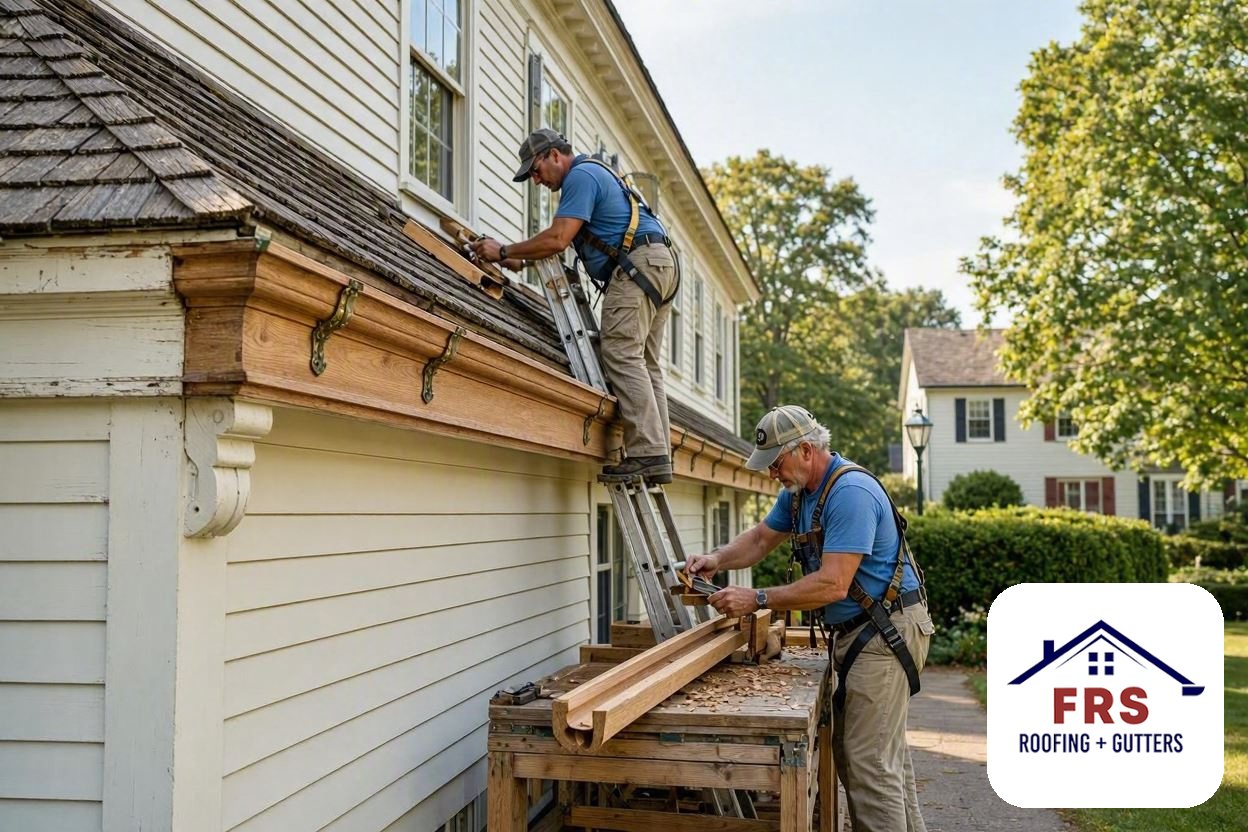 Wood Gutters by FRS Roofing in Greater Massachusetts